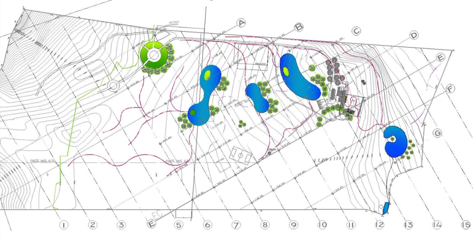 Planta topográfica de trazo y lagos