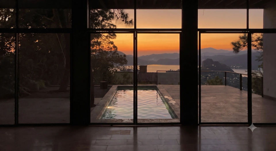 Terraza con vista al lago