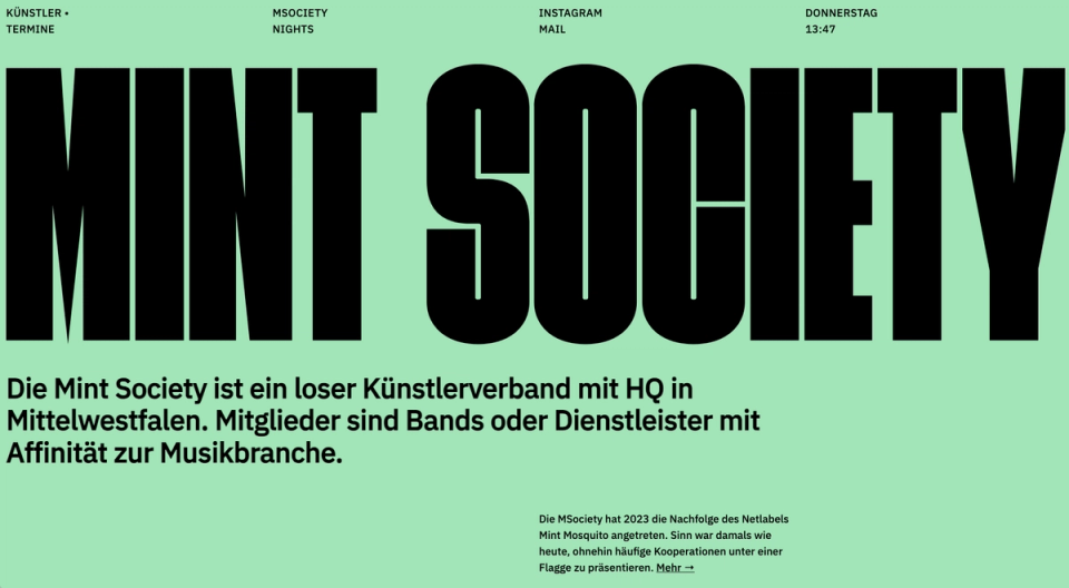Mint Society homepage