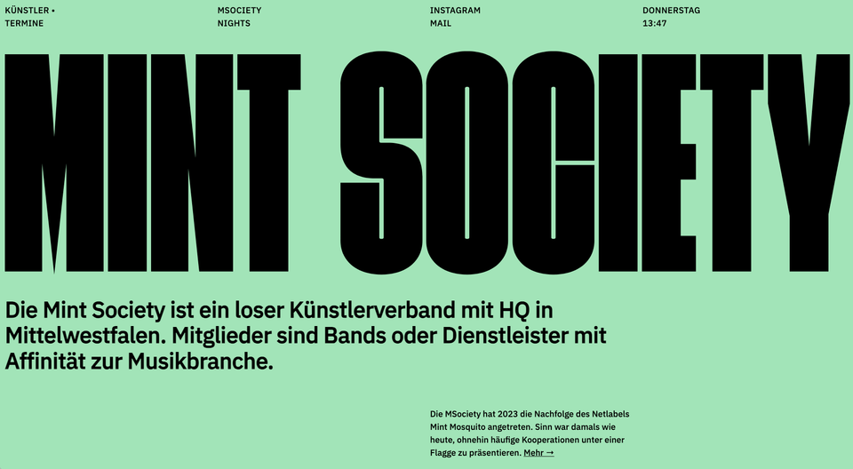 Mint Society homepage