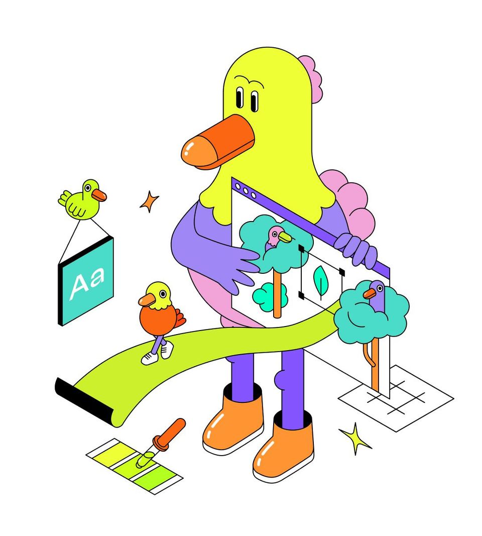 Dodo bird keeping the view of the browser with website