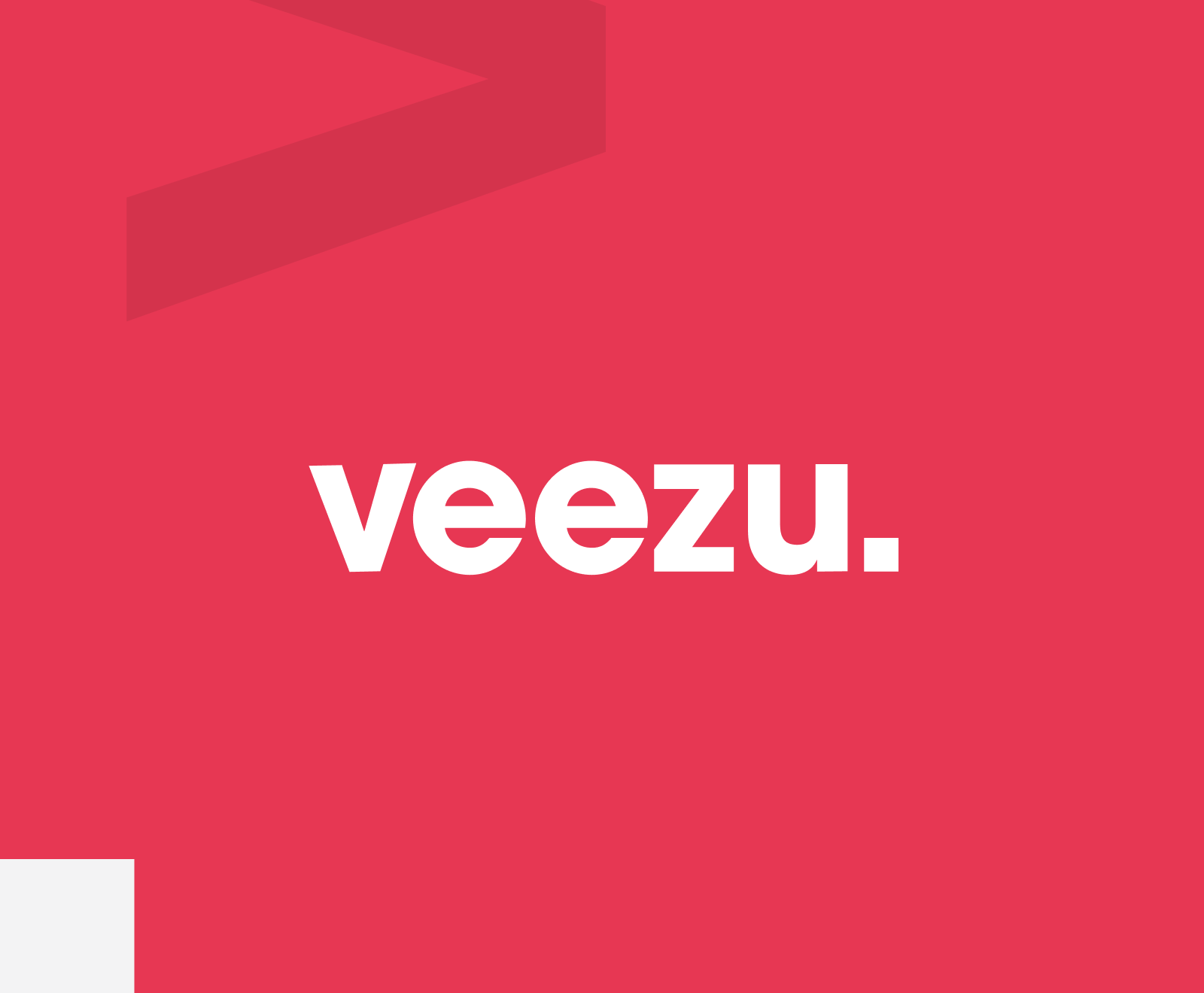 The word "veezu" appears in white text against a vibrant red background.