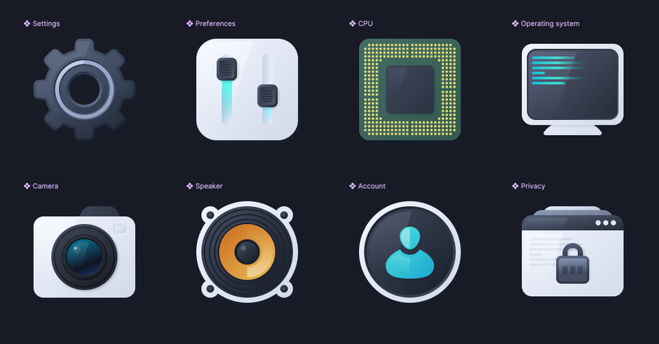 Set of skeuomorphic icons