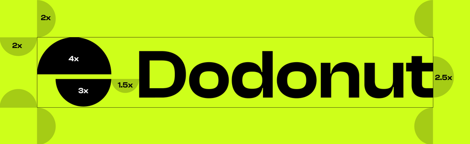 Dodonut logo with golden ratio calculations.
