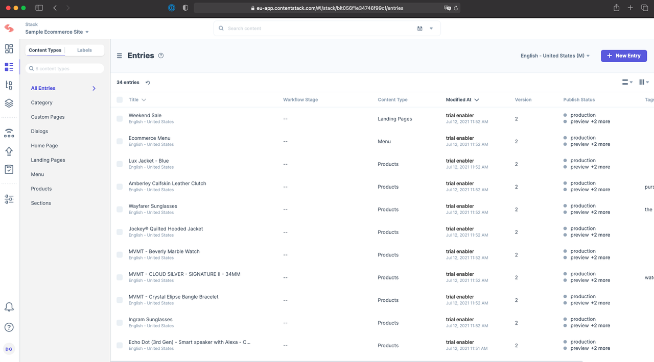 Contentstack Review and Features - Bejamas