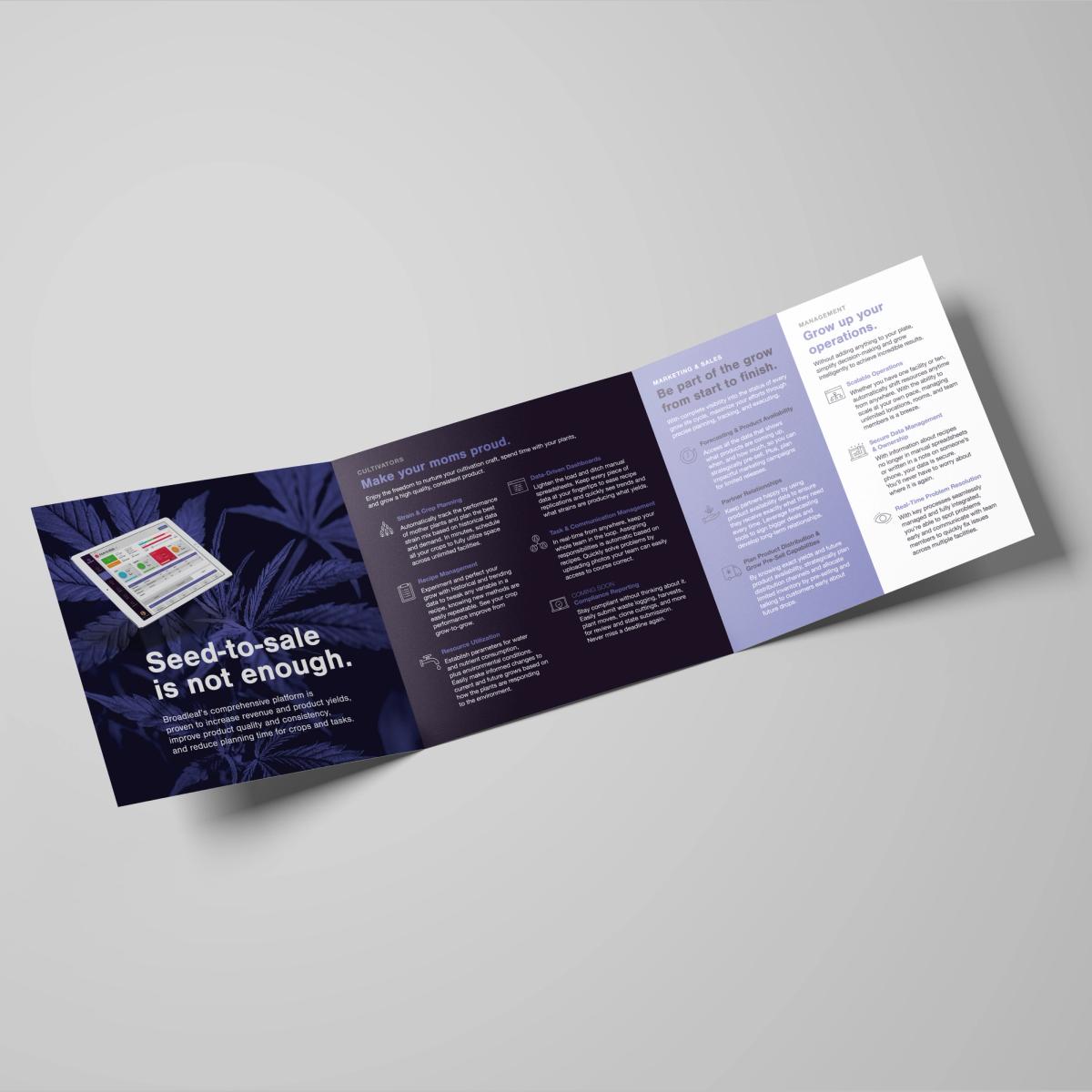 Broadleaf trifold brochure, "Seed-to-sale is not enough."