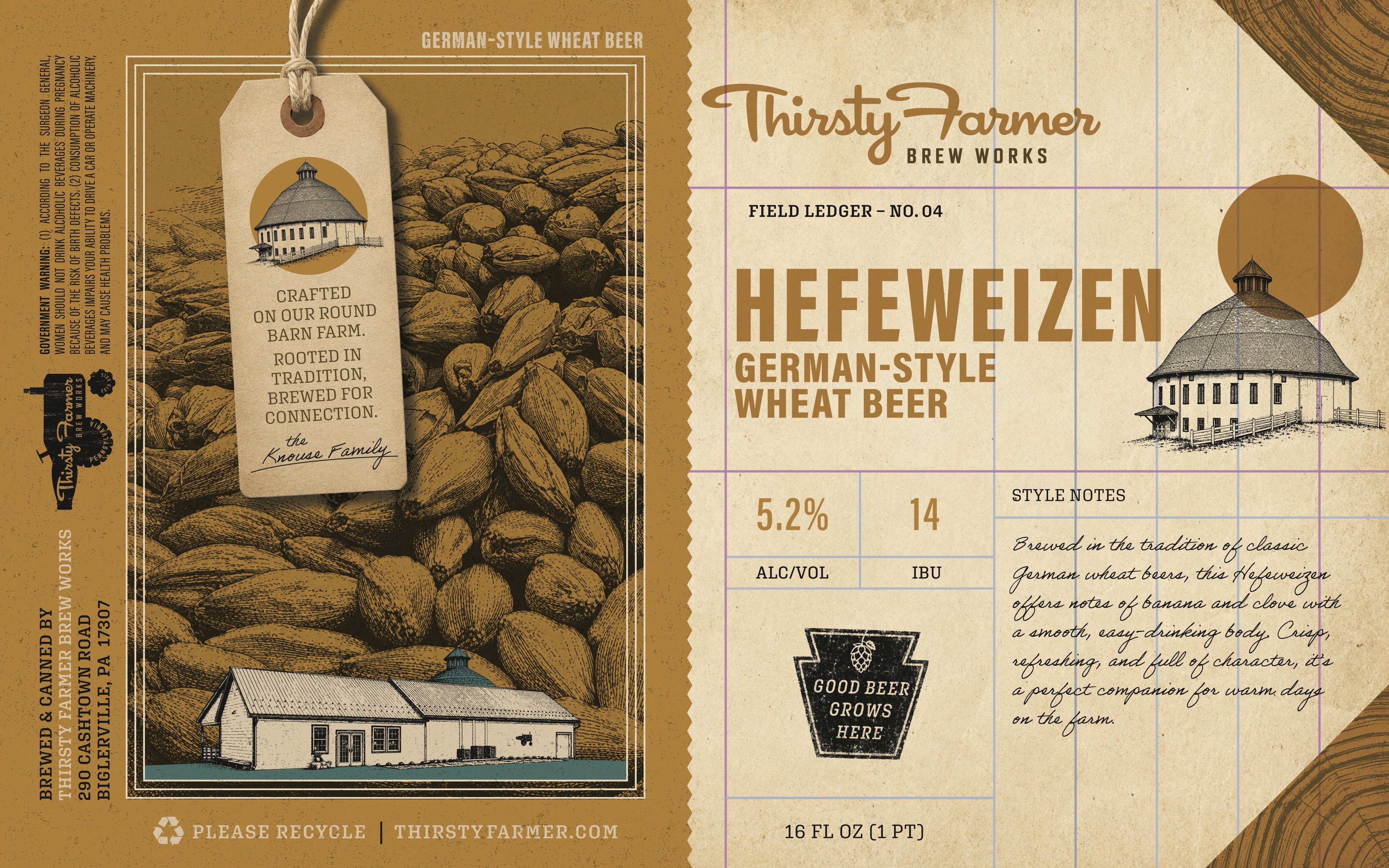 The Hefeweizen label, the malt in gold