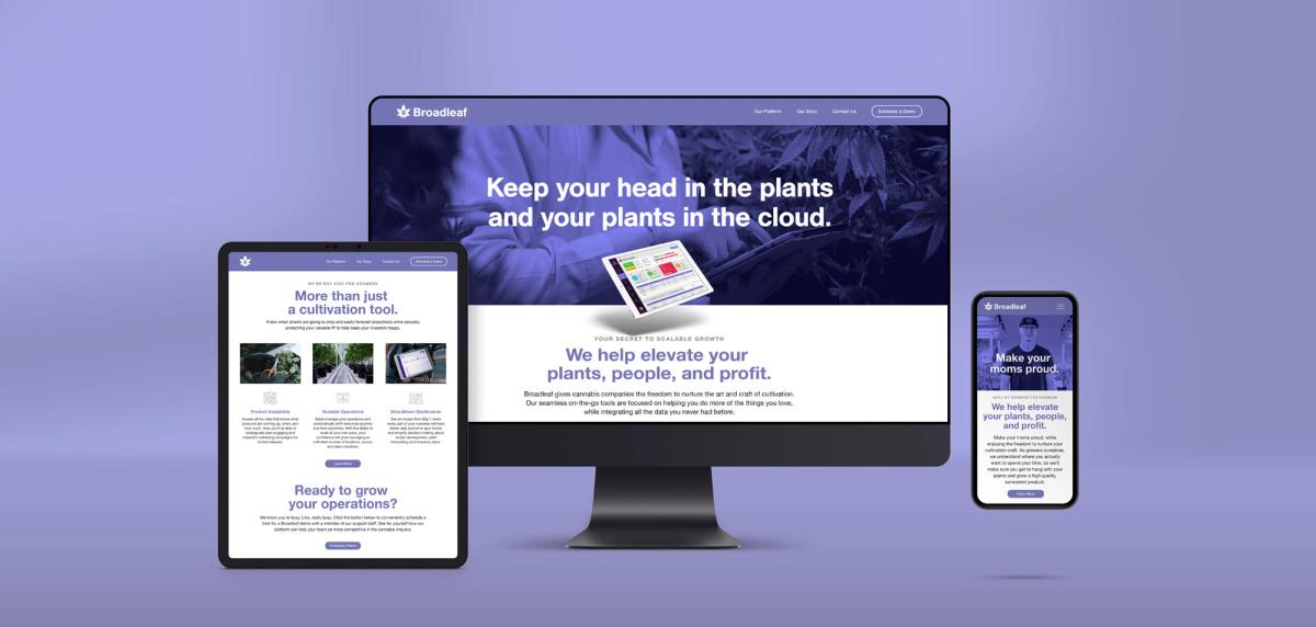 Broadleaf website on desktop, tablet, and phone