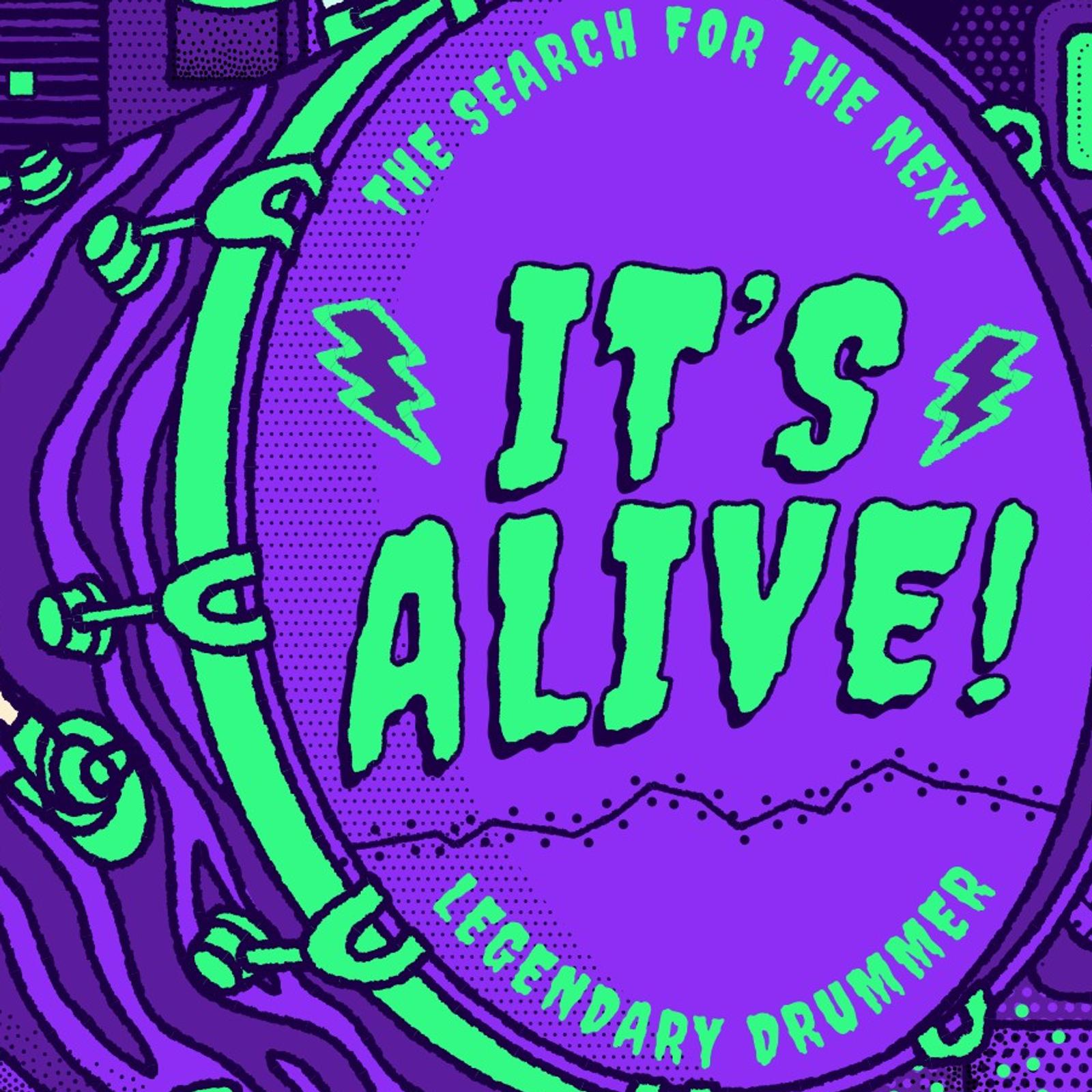 Close-up: the It's Alive! kick drum head
