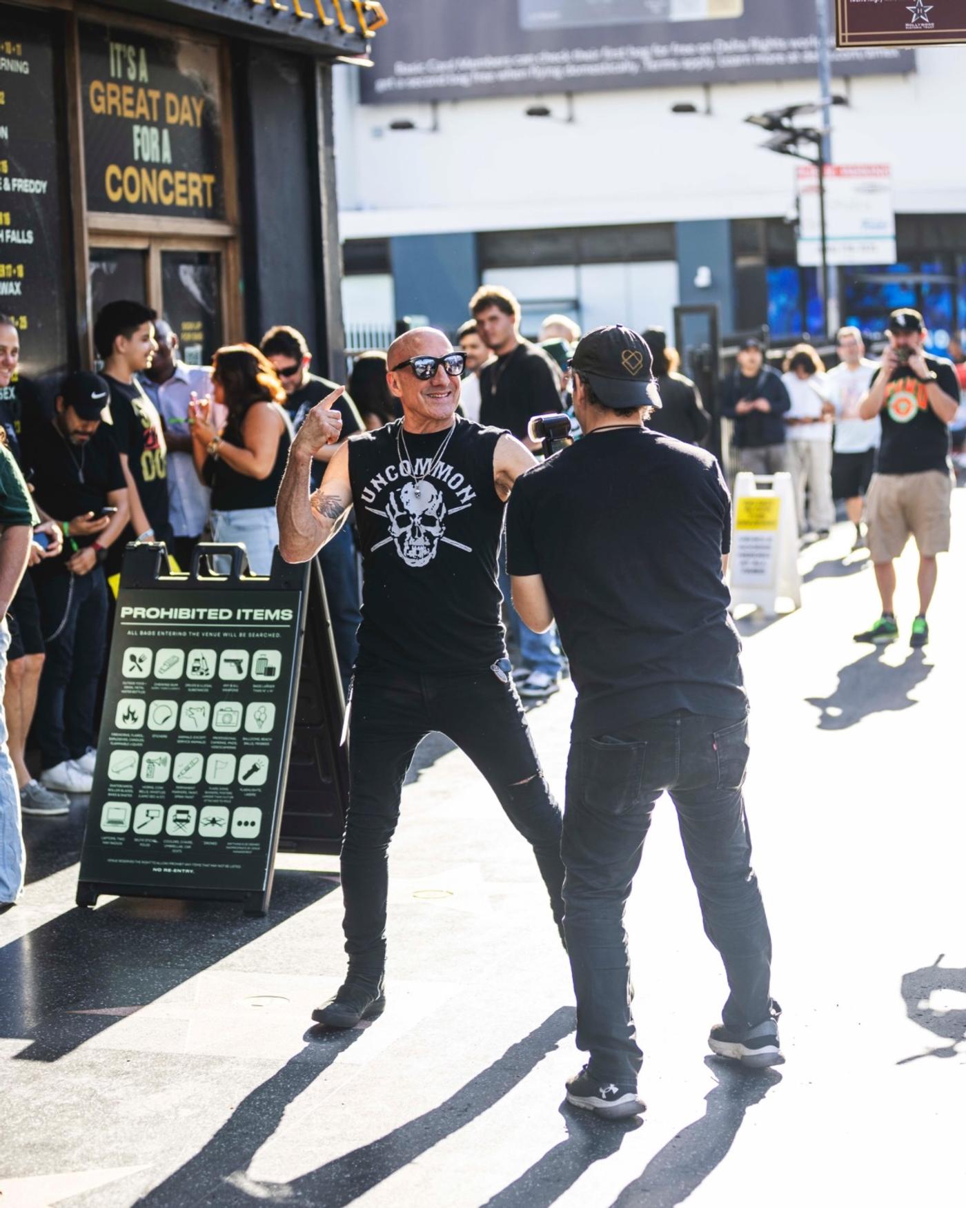 Fans outside The Fonda Theatre on Hollywood Boulevard