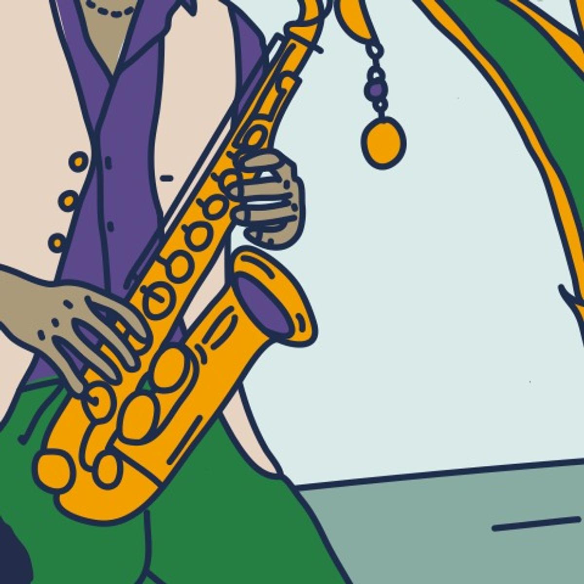Louisiana saxophone player, detail