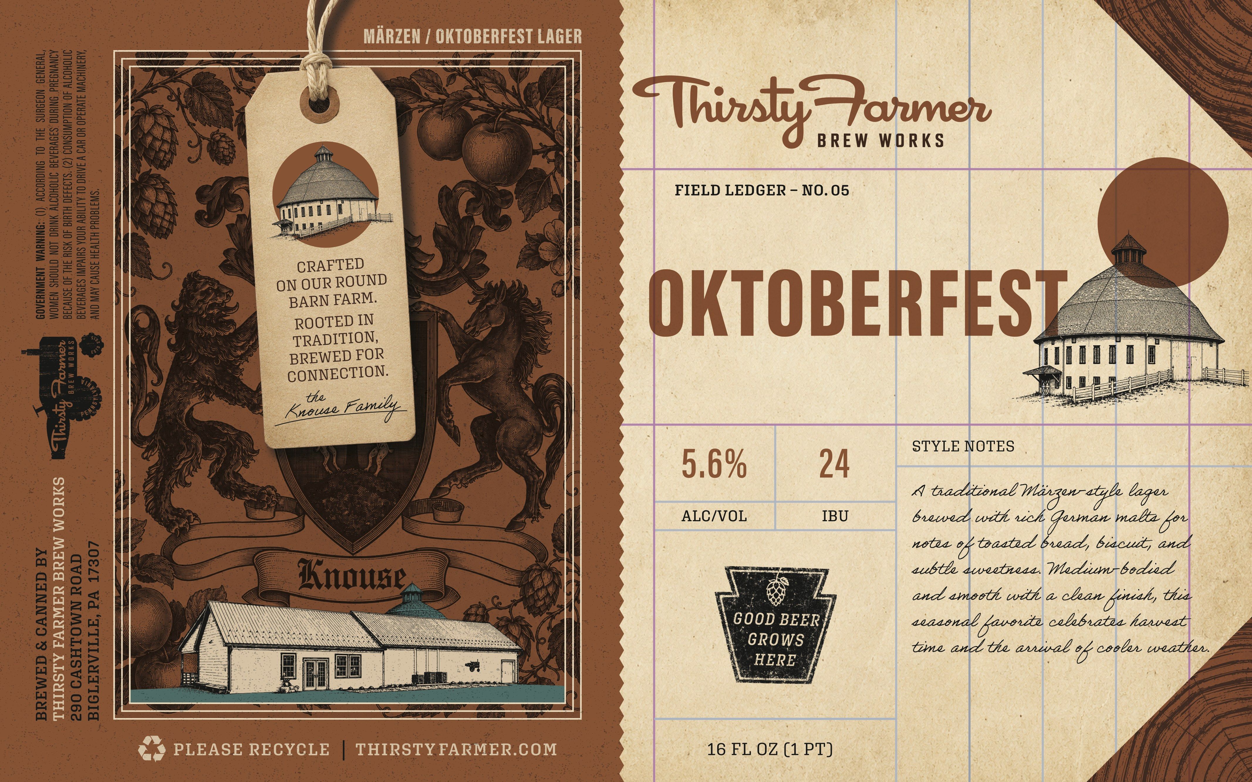 The Oktoberfest label, the crest in brown