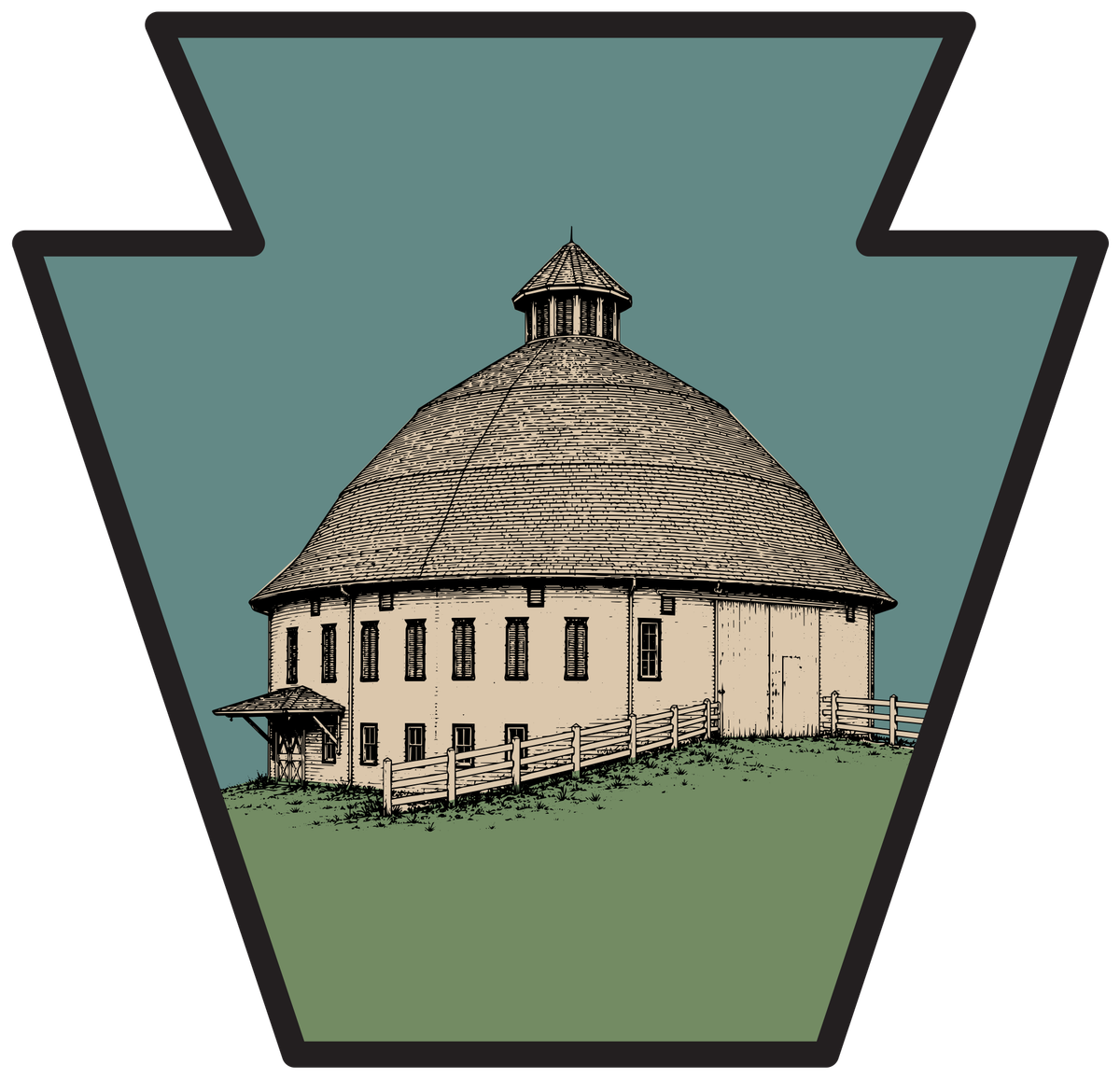 The Round Barn inside a Pennsylvania keystone