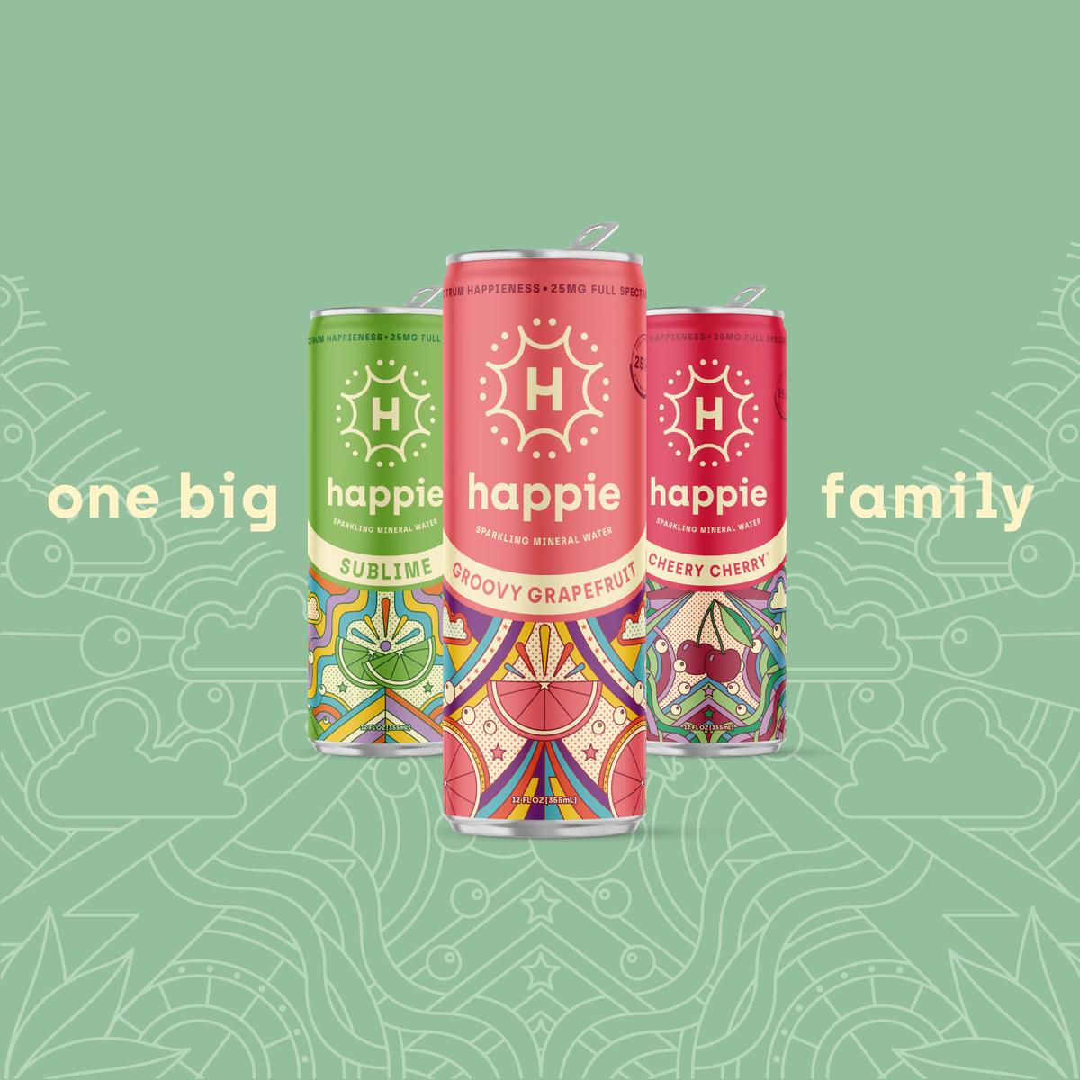 "One big happie family" social post with all three cans