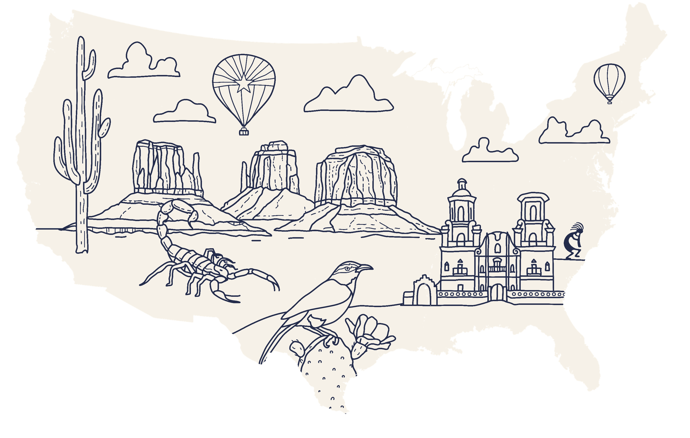 Arizona illustration, keylines only