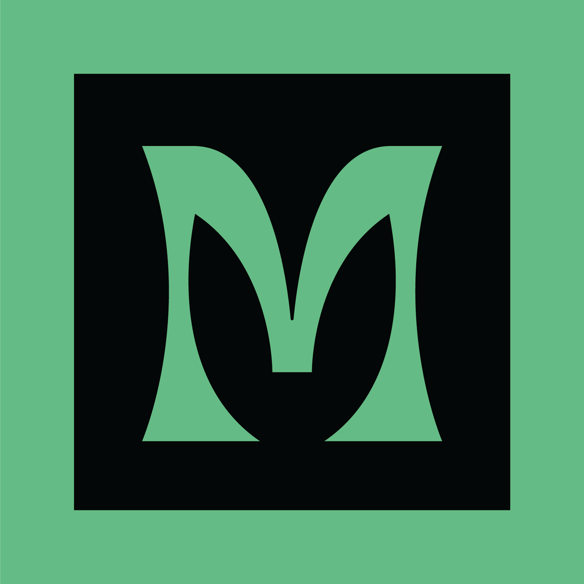 Green M mark on black