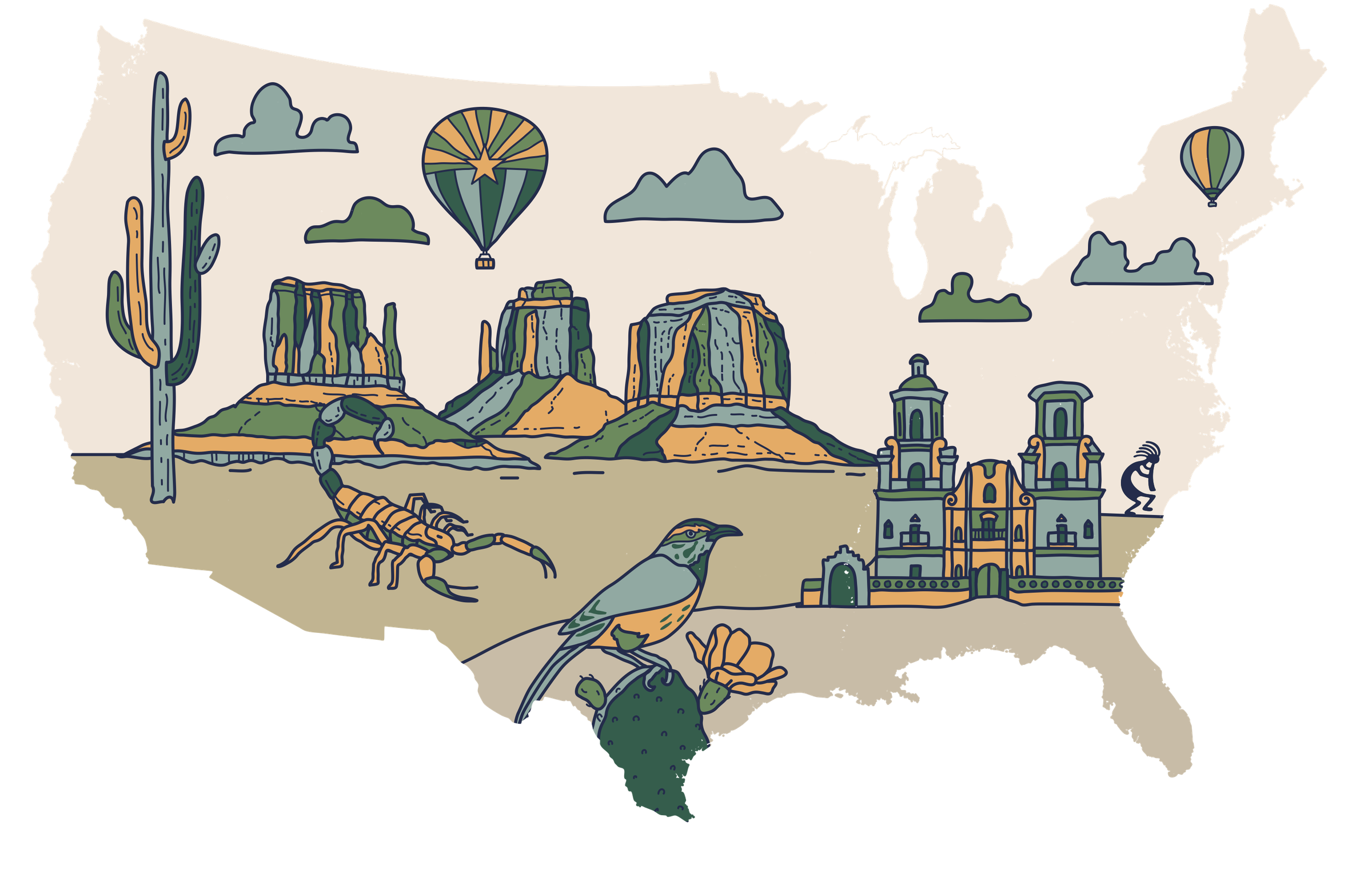 Arizona illustration in full color