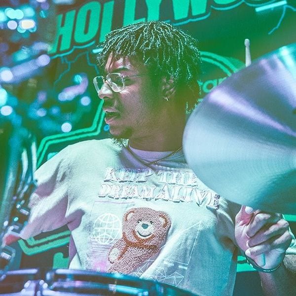 Michael-Andrew Cornish playing drums