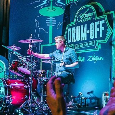 Jake Ward playing drums