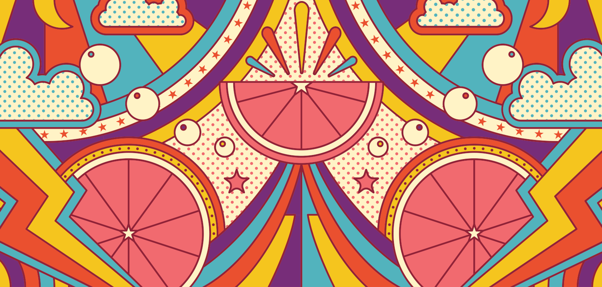 Groovy Grapefruit retro can illustration