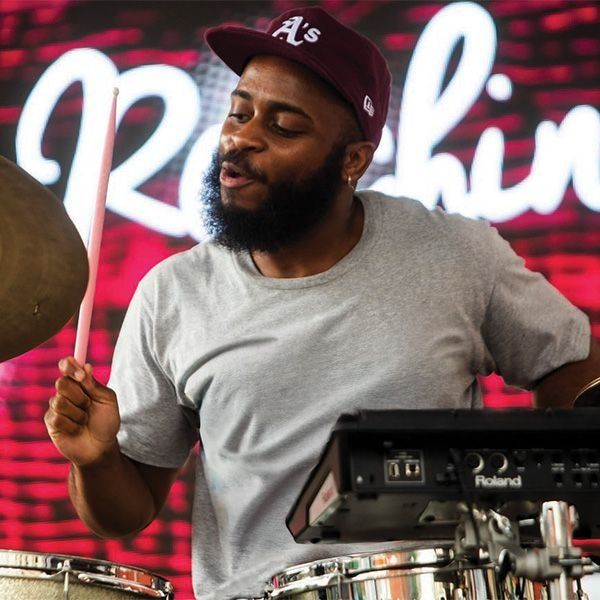Caleb Robinson playing drums