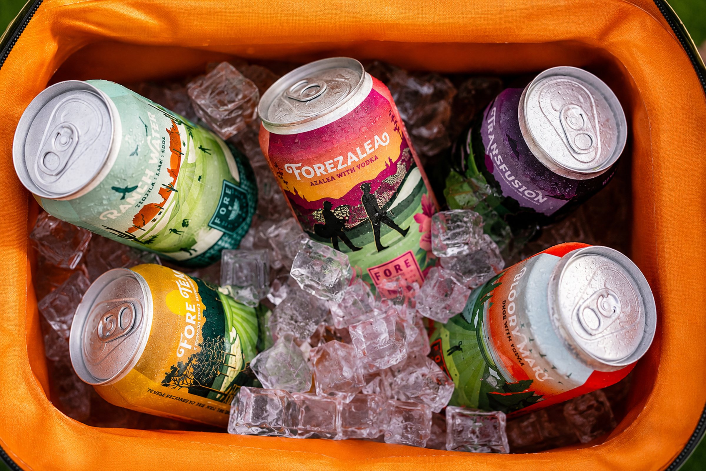 FORE Craft Cocktails cans in a cooler of ice