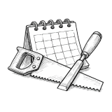 Calendar with saw icon