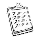 Clipboard with checkmarks icon