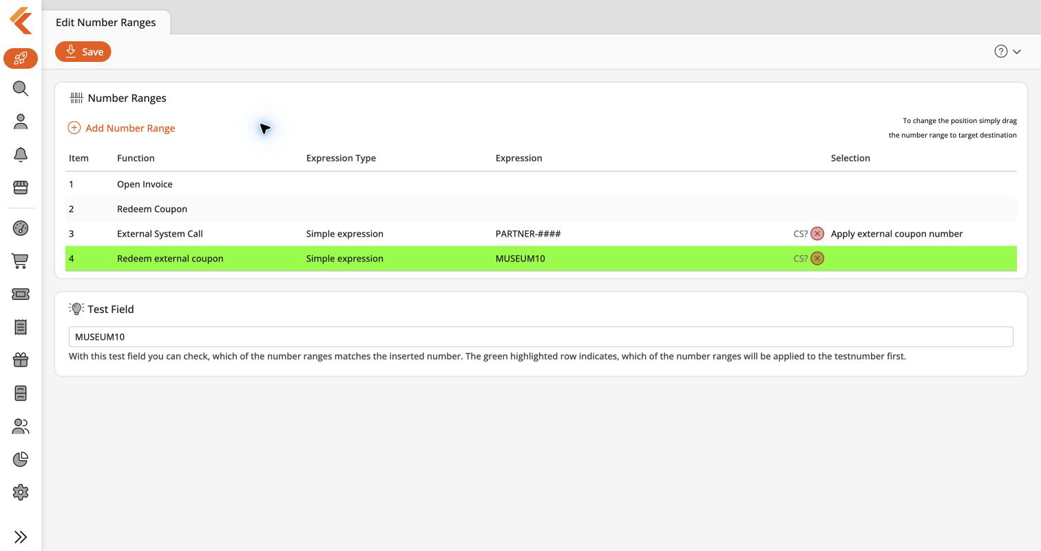 MUSEUM10 highlights the Redeem external coupon number range