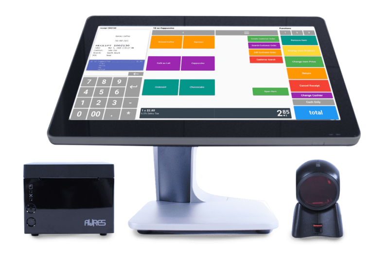 A point of sale with ticket printer and ticket scanner