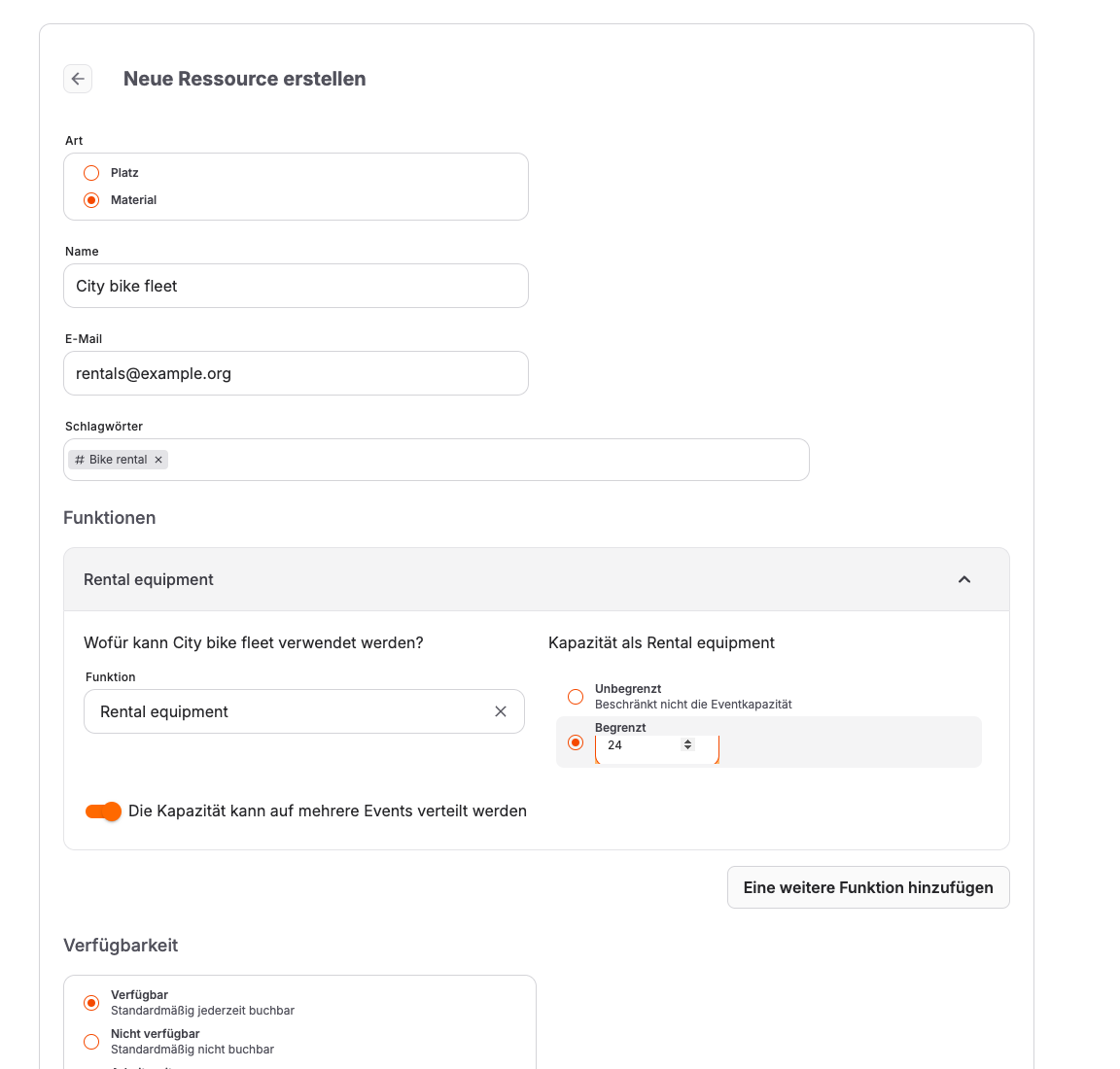 Formular zur Bestandsaufnahme von Ressourcen (Ausrüstung oder Personal)