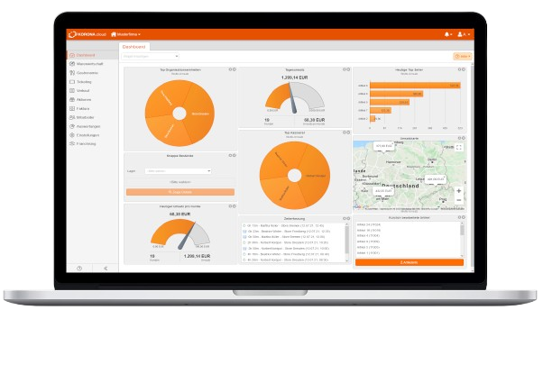 a laptop with a dashboard on the screen