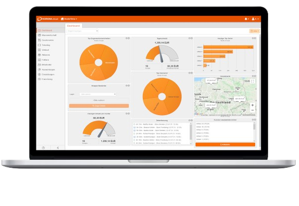 a laptop with a dashboard on the screen