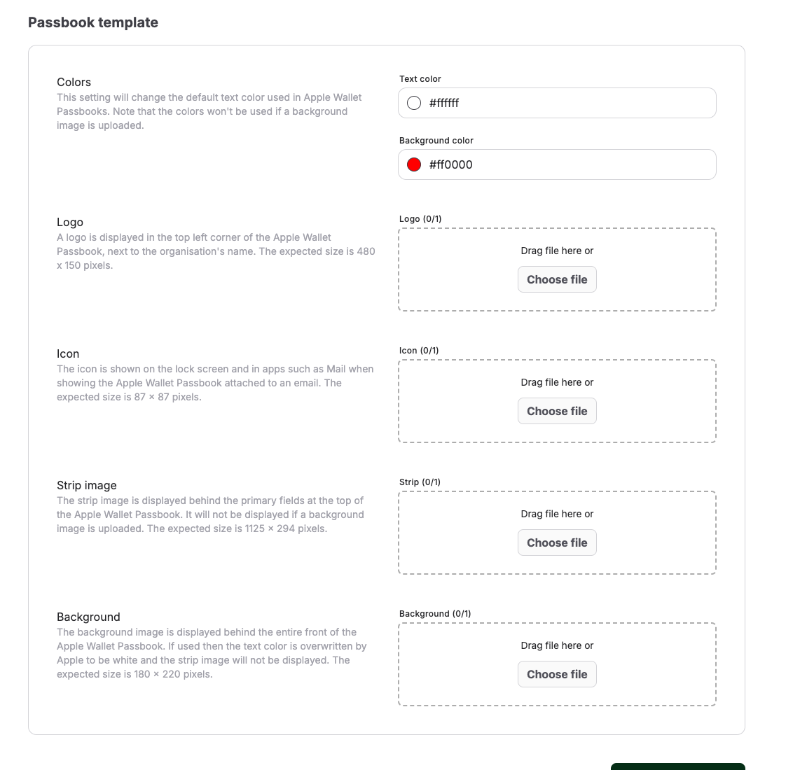 Passbook template editor