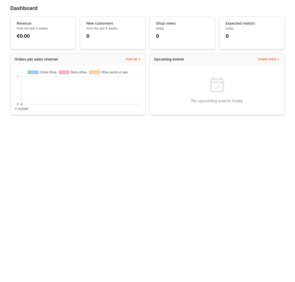 KORONA Event back-office dashboard