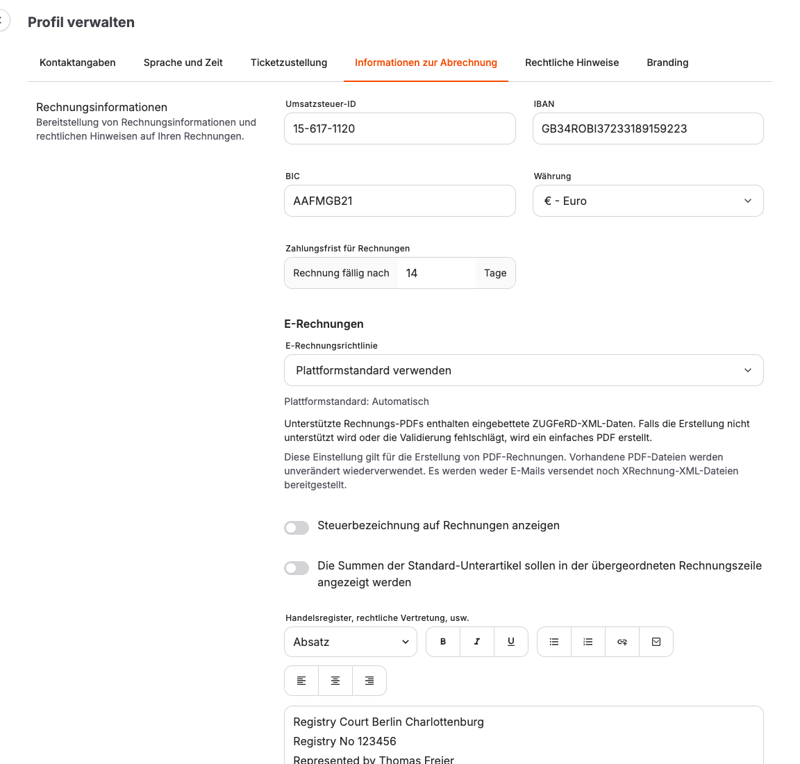 Rechnungsinformationen mit E-Rechnungsrichtlinie und Plattformstandard