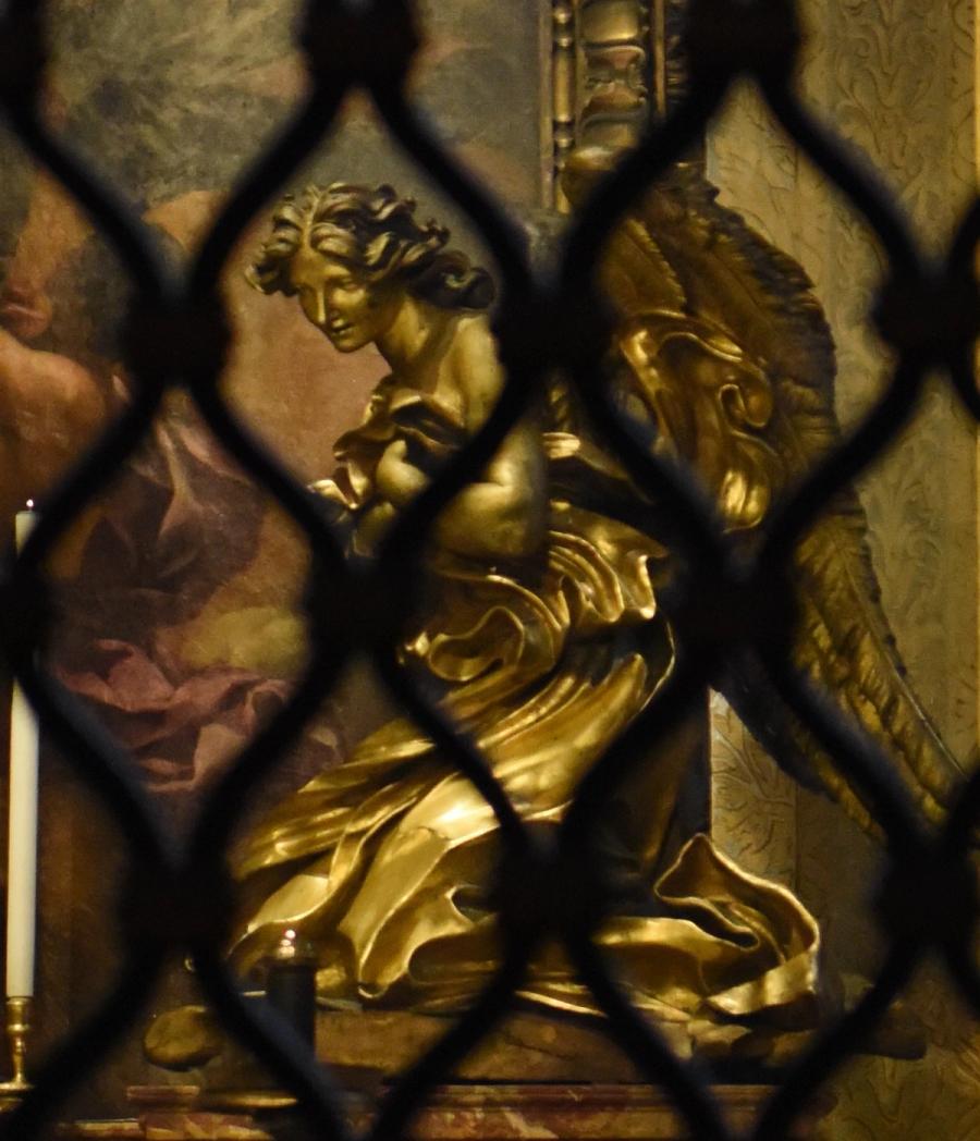 One of the bronze Angels in the Tempietto of Gian Lorenzo Bernini in the Chapel of the Blessed Sacrament