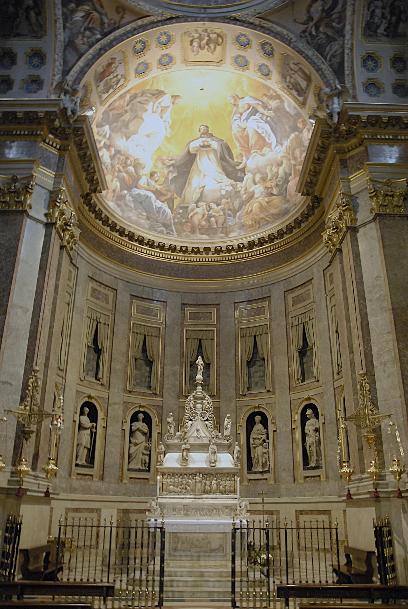 The Arca of Saint Dominic, above the painting of the saint by Guido Reni