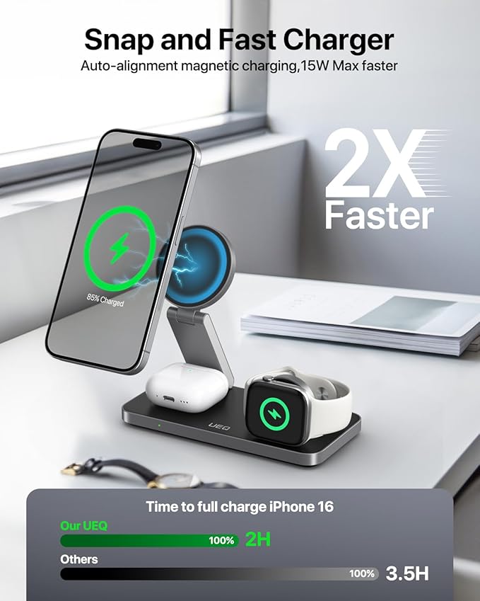 3-in-1 Foldable Wireless Charging Station - View 2