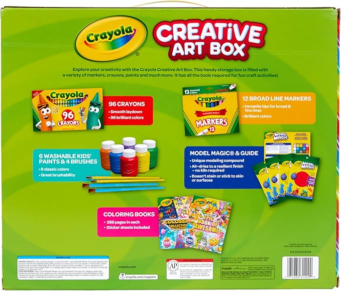 Crayola Kids Art Set (125 Pieces), Art Supplies Kit with Giant Coloring Books, Washable Paints, Markers and Storage Box - View 3
