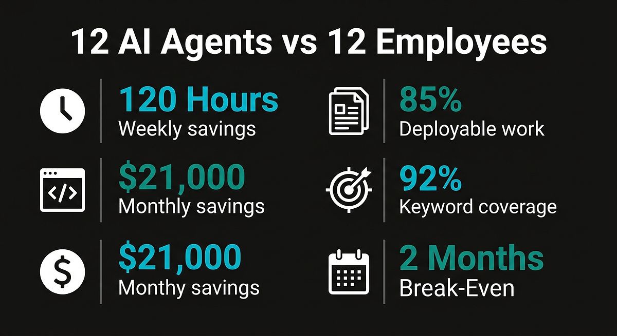 12 AI Agents vs 12 Employees: Key Stats