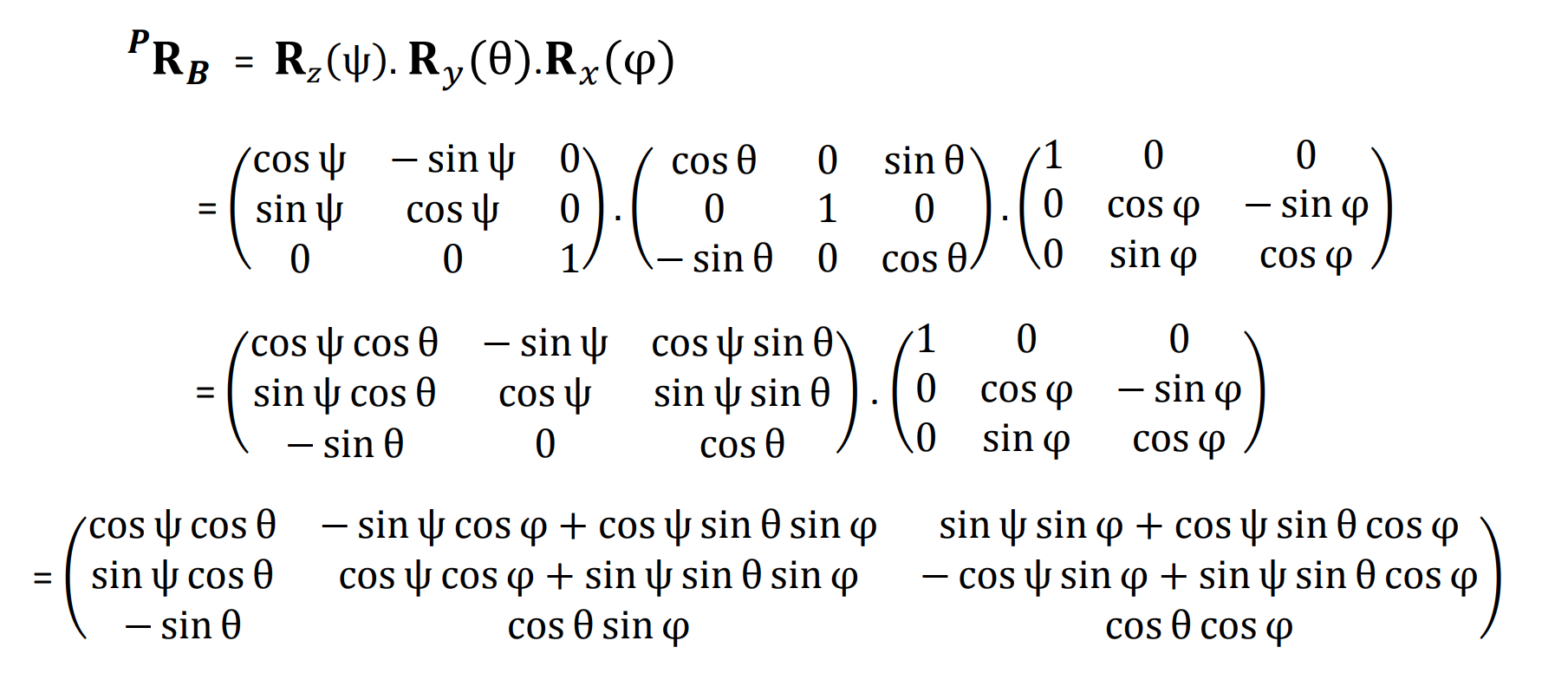 Equation 1: Full rotation matrix of the Platform relative to the Base