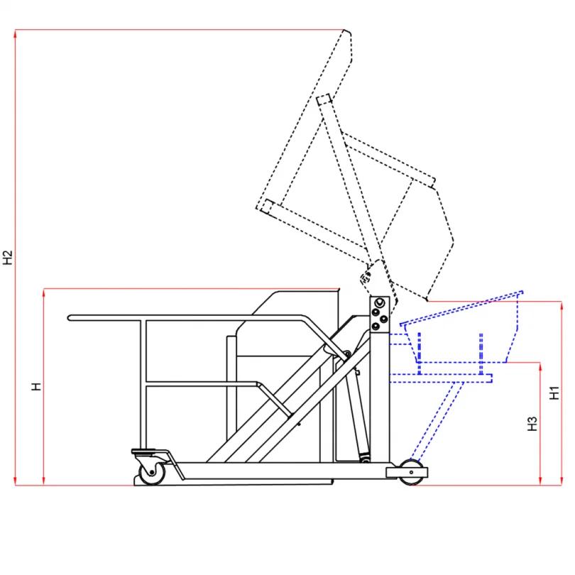 SWING dumper PZ-3/250 (380 kg/ 838 lbs)