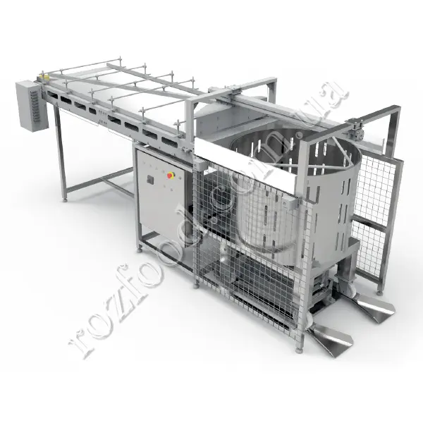 Can Unloader for Autoclave Baskets With Conveyor
