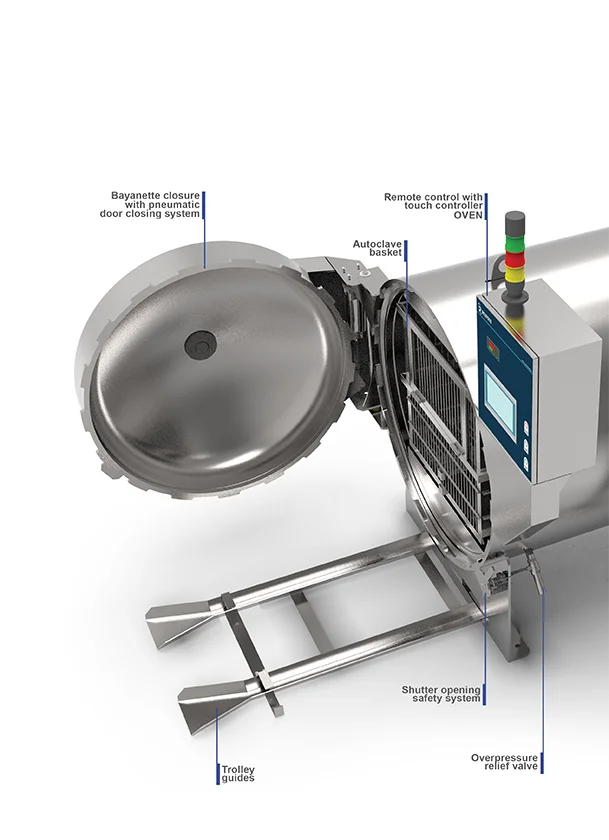 Sterilizing horizontal autoclave for 1 basket