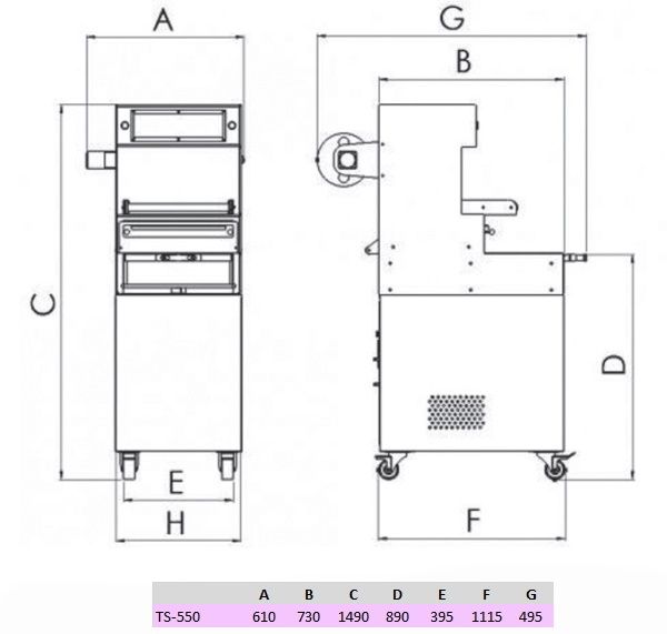 AUTOMATIC TRAY SEALER WITH VACUUM AND GAS TS-550