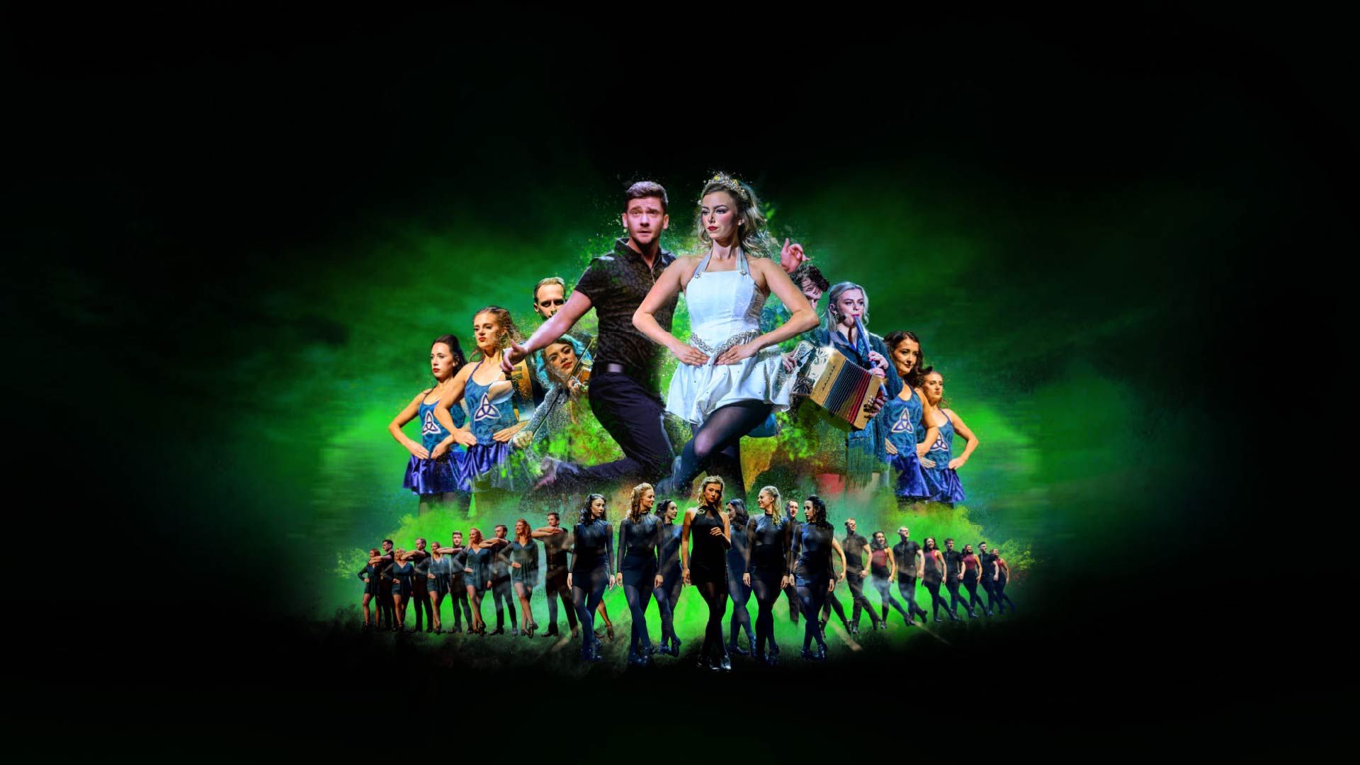 Manér bild för Rhythm of the Dance med urklipp där dansarna och artisterna uppträder