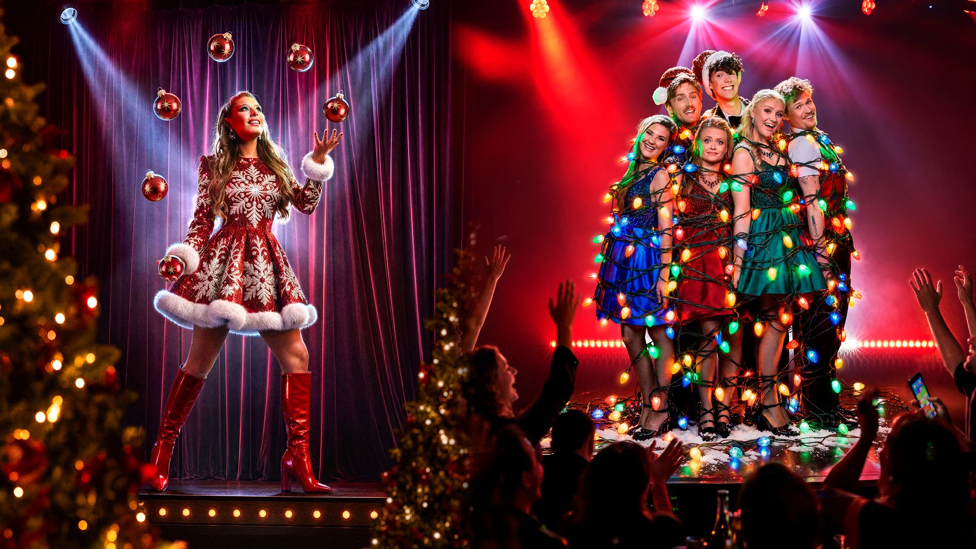 Julshow kollage med Wallmans och Golden Hits för att lista olika julshower och julbord i Stockholm och Göteborg.