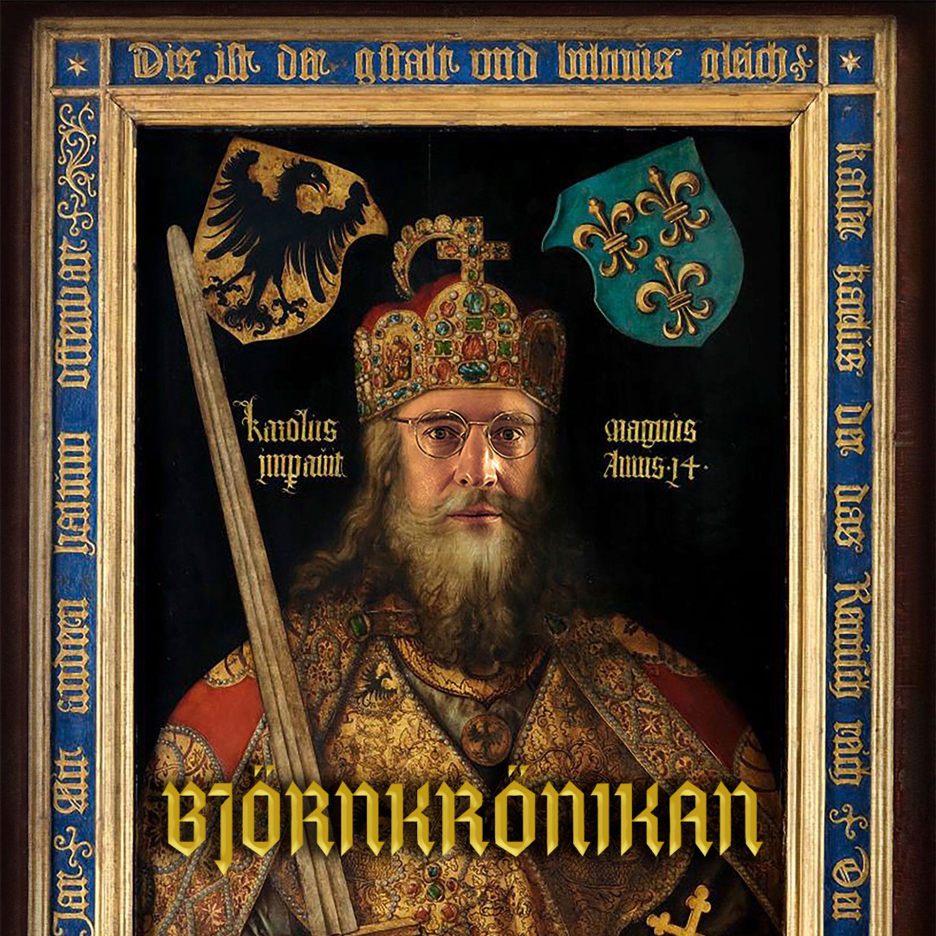 Manér för Björnkrönikan. På bilden ser vi ett porträtt av en gammal kung med mörk bakgrund.