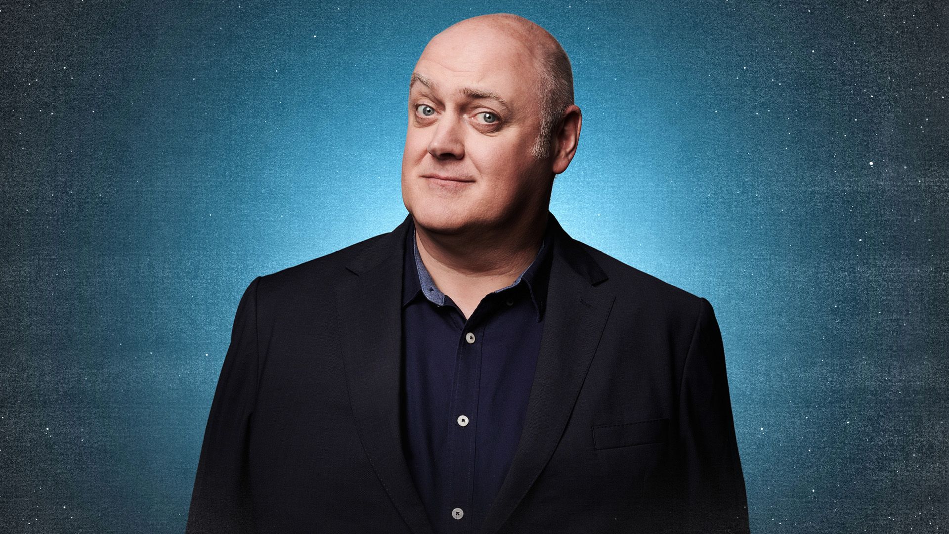 Manér bild för Dara O Briains stand-up Re:Creation med ett porträtt på Dara O Briains